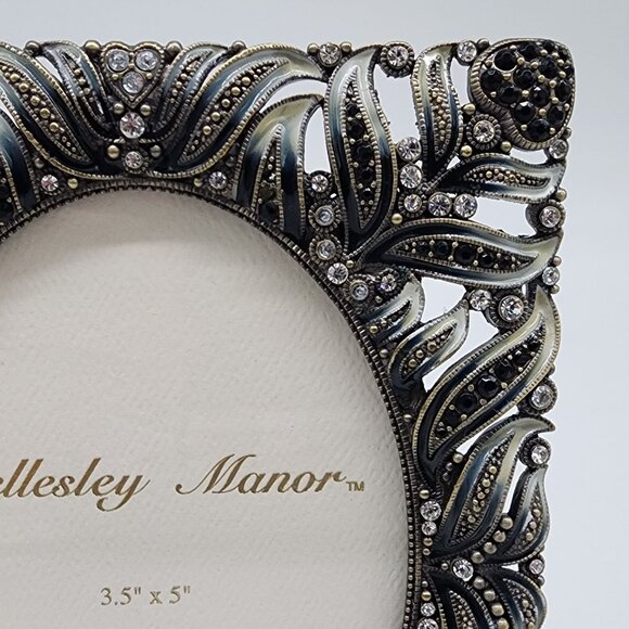 Vintage Wellesley Manor 3.5" X 5" Genuine Austrian Crystal Ornate Picture Frame - Picture 3 of 12